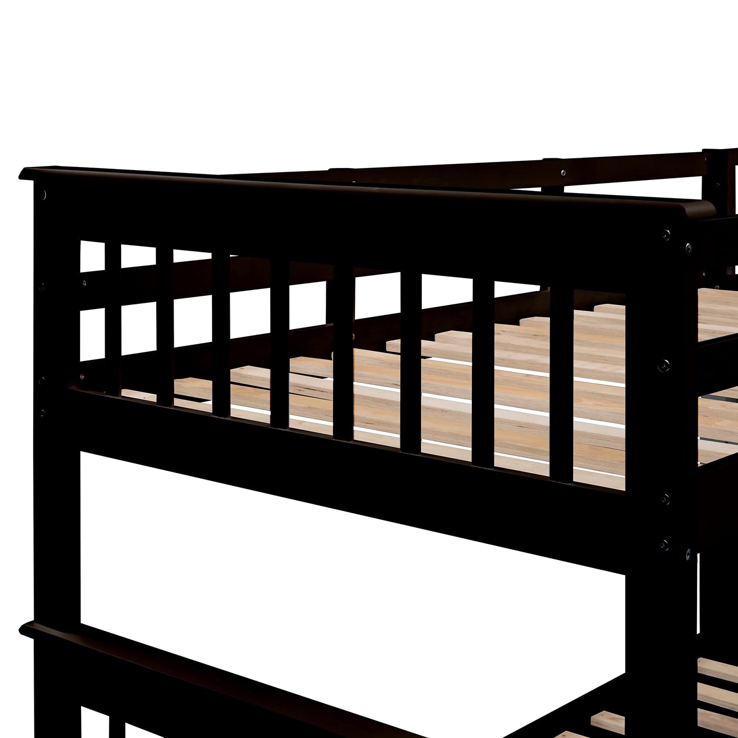 Ball & Cast Twin-Over-Full Bunk Bed with Twin Size Trundle and Storage Ladder,Wood Bunkbed w/Slat Support & Full-Length Guard Rail,Space Saving,Bedframe Furniture for Student Dorms,Studio,Espresso