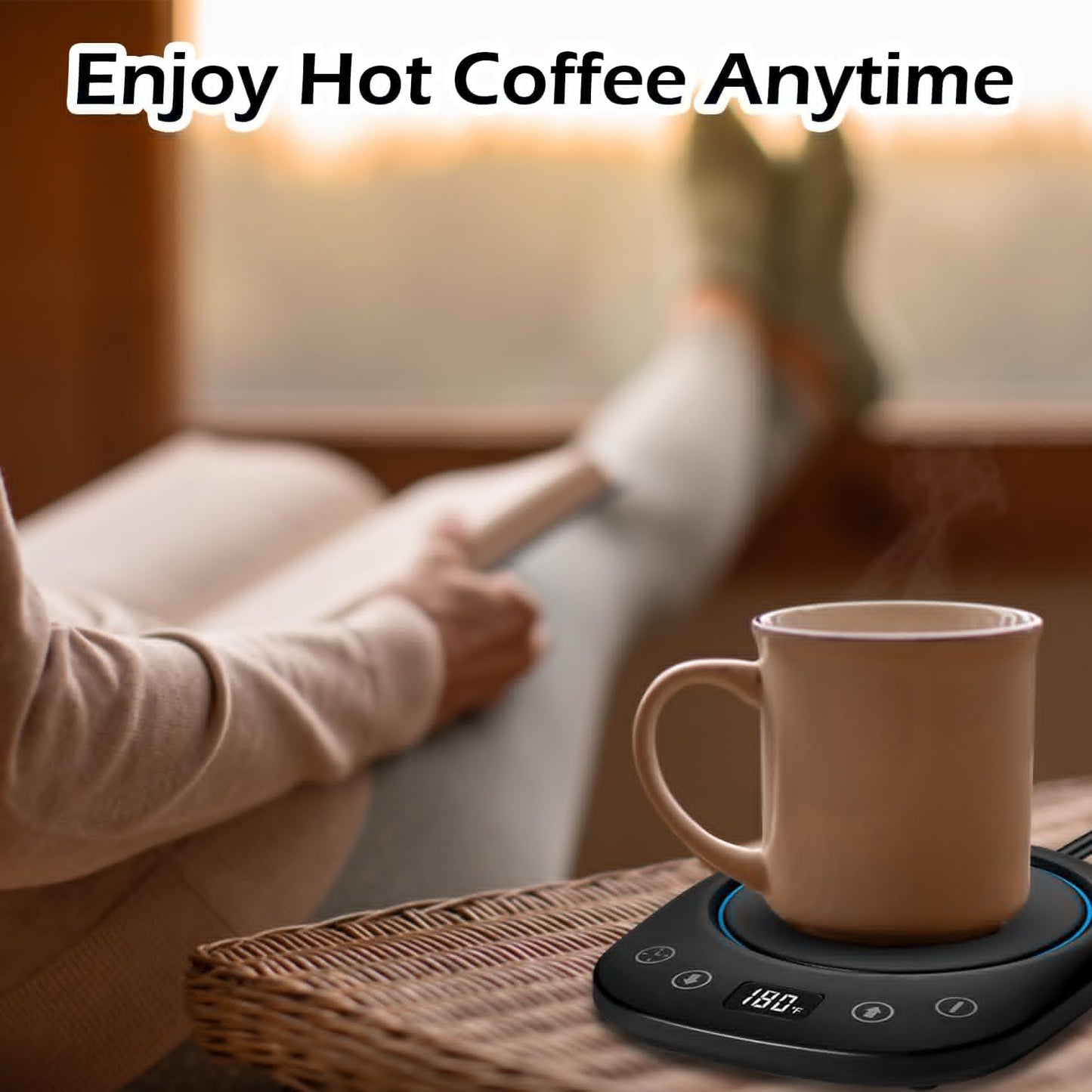 Coffee Mug Warmer, 7 Temp Settings 1-12H Timer & Fast Heating, Auto Shut Off Coffee Mug, Beverage, Milk, Tea Warmer (Black)