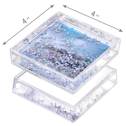 Kingho 4x4 Glitter Picture Frame Cute Liquid Acrylic Photo Frames for Family Friends Couples Gifts, Mount for 4x4 inch (10x10 cm) Picture