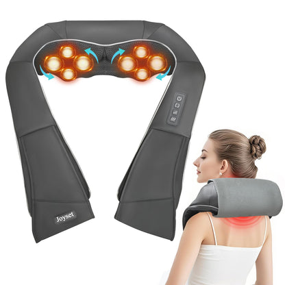 Joyset Shiatsu Neck and Back Massager with Heat,Electric Shoulder Massager for Pain Relief Deep Tissue,3D Kneading Massage with Cloth Cover Easy to Clean Best Gift for Men Women Parents