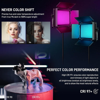 GVM RGB LED Video Light Kit, Dimmable Photography Lighting with APP Control, 680RS 50W 3 Packs Led Panel Light for YouTube Studio, Video Shooting, Gaming, Streaming, Zoom, Broadcasting, Conference