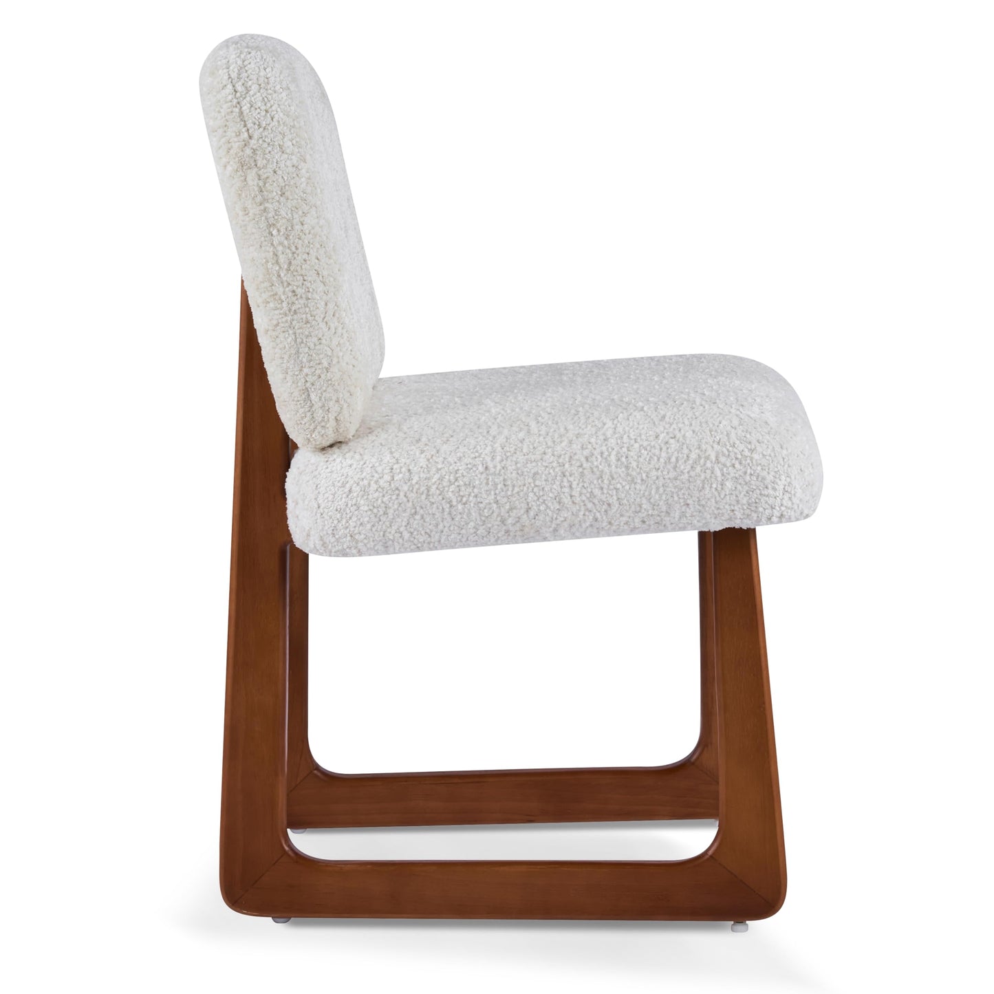 Christopher Knight Home Valora Boucle Upholstered Dining Chairs Set of 2, Modern Dining Chair with Sled Base, Wooden Armless Kitchen Chairs with Solid Back, Extra Seat for Dining Room, Beige + Brown