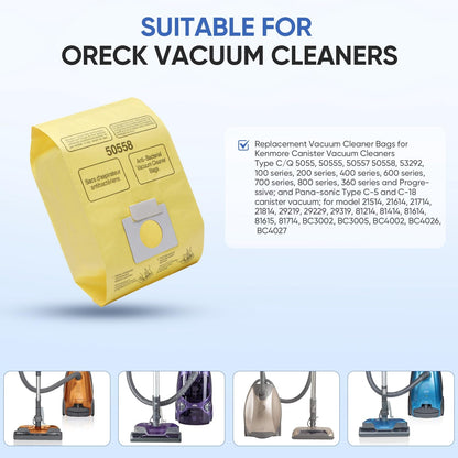 BIHARNT 20 Pack vacuum bags Compatible with Kenmore Canister 5055, 50557,50558 and Type C,C-18, 53292, 200 Series, 400 Series, 600 Series, 700 Series, 800 Series Vacuum