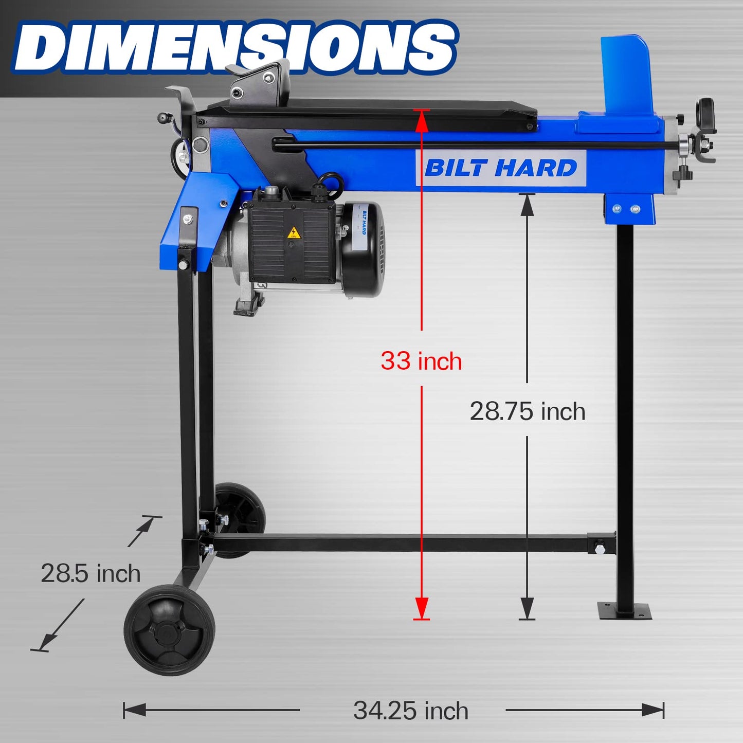BILT HARD 6.5 Ton Electric Log Splitter with Stand - 15 Amp Motor Wood Splitter with Hydraulic Ram, Electric Firewood Splitting Machine Firewood Processing, Home Heating, and Yard Maintenance
