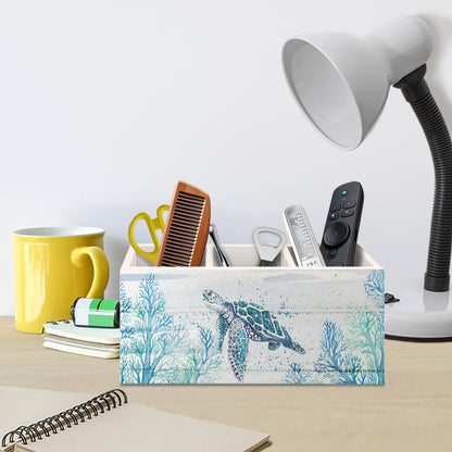 AQYIP Sea Turtle Coastal Pen Holder for Home Office Desk, Beach Office Decor, Beach Turtle Makeup Brush Toothbrush Holder Organizer for Bathroom Desk Accessories
