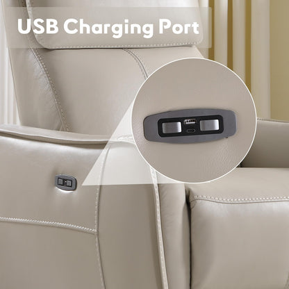 Bonzy Home Power Swivel Rocker Recliner Chair with USB Port, Wide Seat, Head & Lumbar Support, Upholstered Glider Chair for Living Room, Nursery, Silver