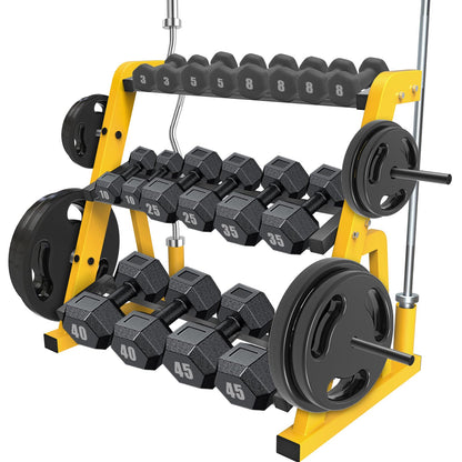 Kipika Heavy Duty 3 Tier Dumbbell Rack Multifunctional, Weight Rack for Dumbbells, Home Gym Equipment, Suitable for Storage of Dumbbell, Barbell Plate, Barbell Bar