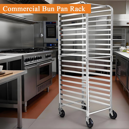 Zocgioe Bun Pan Rack, 10/20-Tier Commercial Bakery Racks with Brake Wheels, Bakery Rack, Aluminum Racking Trolley Storage, for Kitchen, Restaurant, Cafeteria, Pizzeria,20Tier