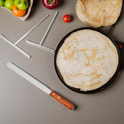 3 Pack Crepe Spreader and Spatula Kit, 12" Wooden Handle Spurtle Spatula, Stainless Steel Crepe Spreader, 7" & 5" T-Shaped Batter Spreaders, Crepes Turner Sticks, Pancake Tool Fit Any Crepe Maker Pan