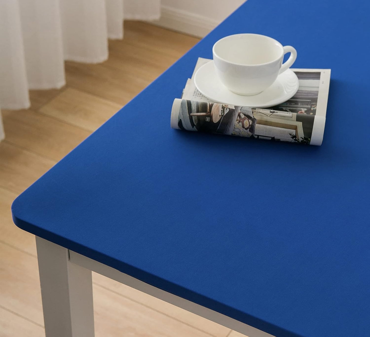 34 34 Inch Wolkemer Fitted Square Tablecloth Spandex Stretch Blue Cocktail Table Cover Elastic Edge Table Topper Cap