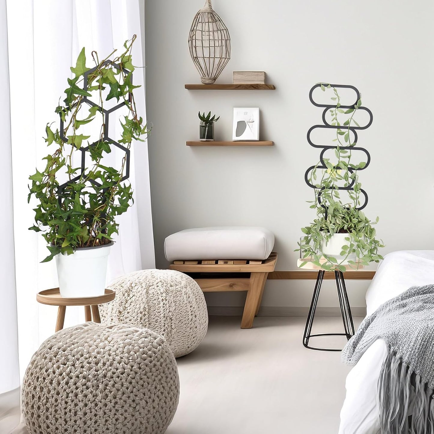 KOYILTD 4 1) Pcs Trellises for Climbing Plants Indoor Metal Climbing Plant Support Metal Plant Trellis for Pots Garden
