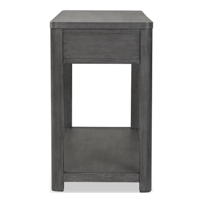 Furniture of America Selyra Modern Contemporary Solid Wood 48-inch Sofa Table with Dented Stainless Steel Accents, Wire Brush and Drawer on Ball-Bearing Glides for Living Room, Ash Gray