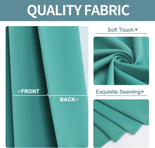 ChrisDowa Blackout Curtains - Thermal Insulated Room Darkening Panels, 90 Inches Long, Teal (Set of 2)