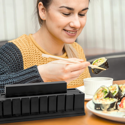 Sushi Making Kit, Sushi Maker 4-in-1 Rice Ball Mold Shapes with Press Mold, Chopsticks, Ceramic Dishes, Spoon