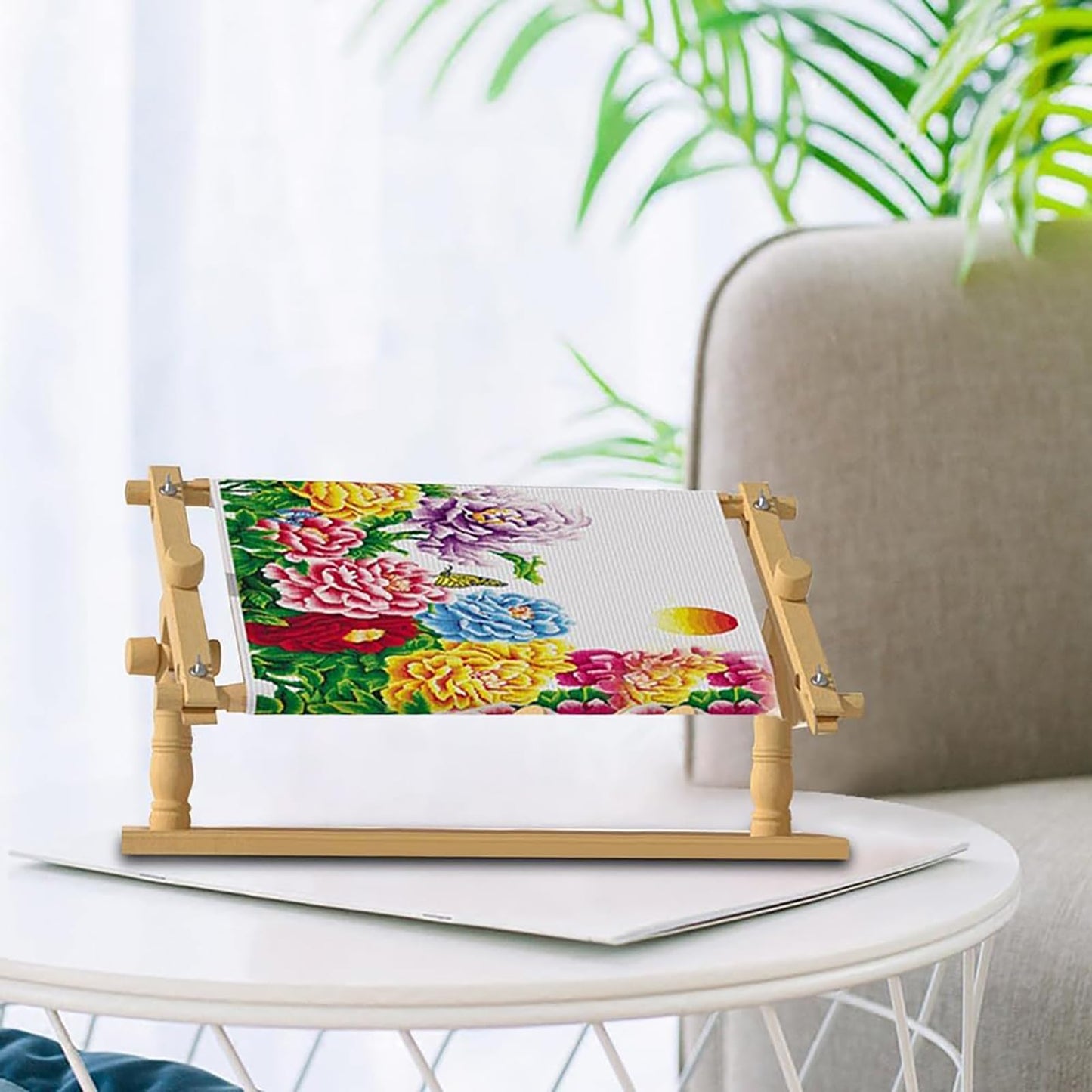 Adjustable Cross Stitch Frame - Scroll Frame with 220° Vertical Rotation, Sturdy Thick Material for Embroidery and Craft Sewing Projects