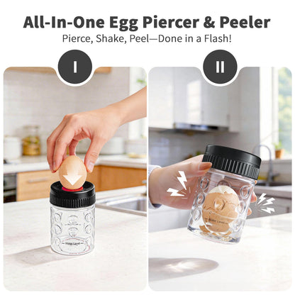 Luvan Egg Piercer & Peeler - 2-in-1 Egg Poker and Cracker Tool for Boiled Eggs with Built-in Hole Puncher & Quick Shake Shell Opener for Cooking, Salads, Deviled Eggs, and Breakfast Prep