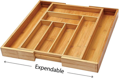 YBM Home Expandable Kitchen Utensil Drawer Organizer, 6-Compartment Flatware Tray, Size 18" Width