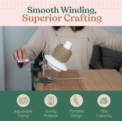 Wofaro - Large Capacity Yarn Ball Winder & Spinner. Hand-Operated Winder for Crocheting & Knitting, Supports 10 oz Yarn Capacity, Ideal for Crafters.