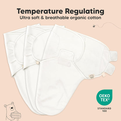 Organic Baby Swaddle Sleep Sacks by [Brand Name] - Soft & Snug for Newborns 0-3 Months | 3-Pack in Angelic