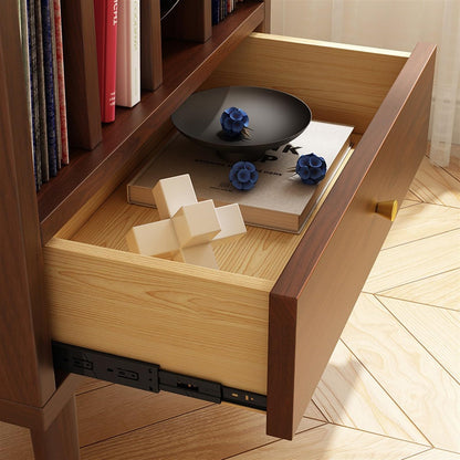 FDFDF Home Solid wood vinyl record cabinet CD rack storage gramophone floor-standing small bookshelf magazine