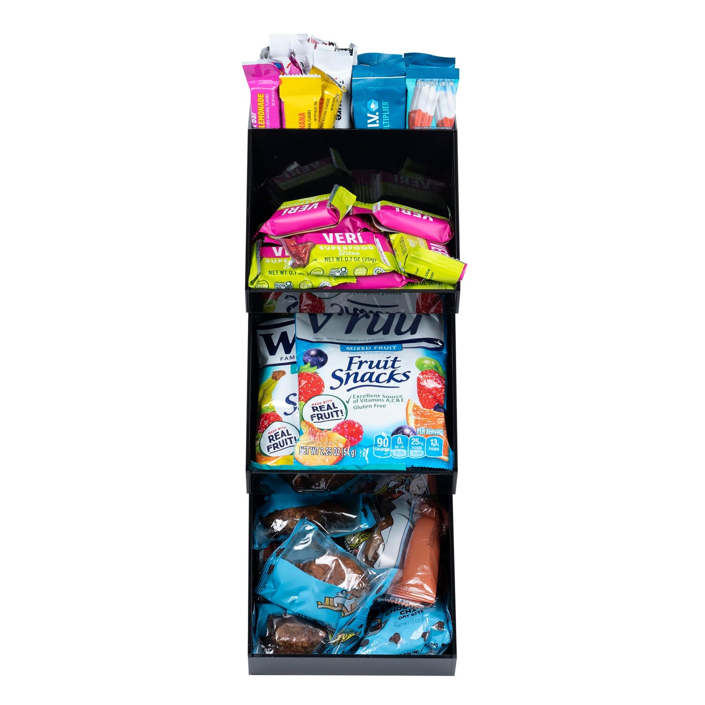 Inevibe Condiment Holder Stand - 3 Tier Compartment for Condiments, Sauce Packets, and Coffee Station Organizer for Bar, Restaurant, Cafe, Home - Black Acrylic Caddy Storage Rack