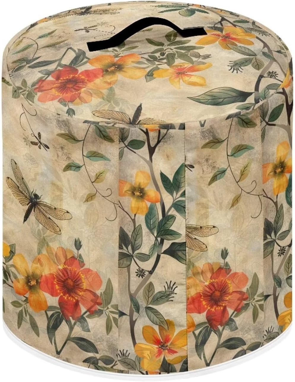 Floral Dragonfly Rice Cooker Cover, Waterproof 6 Quart Dust Cover for Kitchen Appliances, Wear Resistant, Keep Home