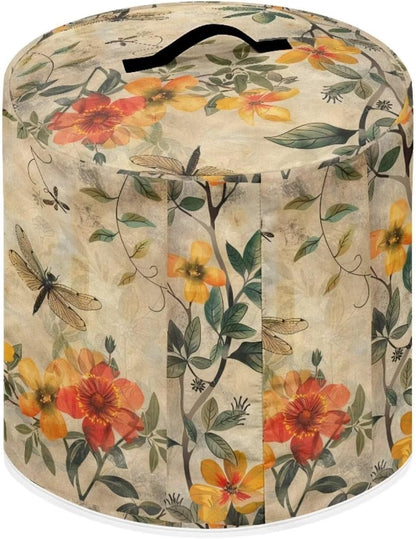 Floral Dragonfly Rice Cooker Cover, Waterproof 6 Quart Dust Cover for Kitchen Appliances, Wear Resistant, Keep Home