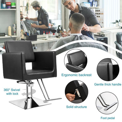 OUTMASTER Barber Salon Hairdresser Chair - Capacity 330 Lbs with Heavy Duty Hydraulic Pump, 360° Swivel Adjustable Spa Beauty Equipment, Hair Stylist Women Man for Barbershop,Home (Black)
