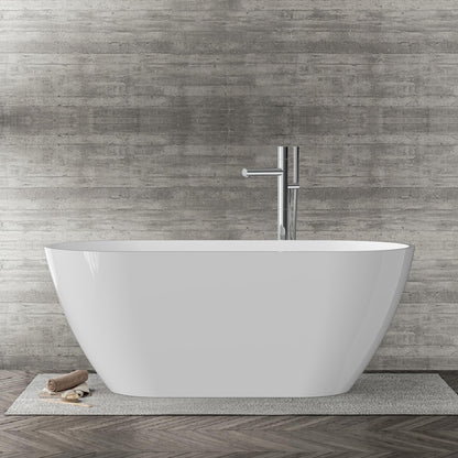GarveeHome 67 Inch Acrylic Freestanding Bathtub, Deep Soaking Tub with Non-Slip Base, CUPC Certified Free Standing Tub, Chrome Drain Bath Tub, Modern Tub for Bathrooms, White