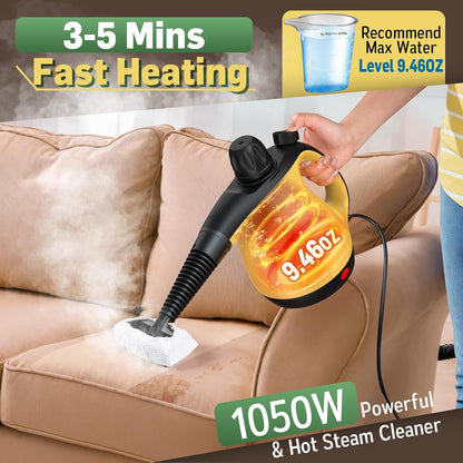 11 Pressurized Handheld Steam Cleaner for Home Deep Cleaning, Multi-Purpose Portable Steamer for Cleaning with PCS