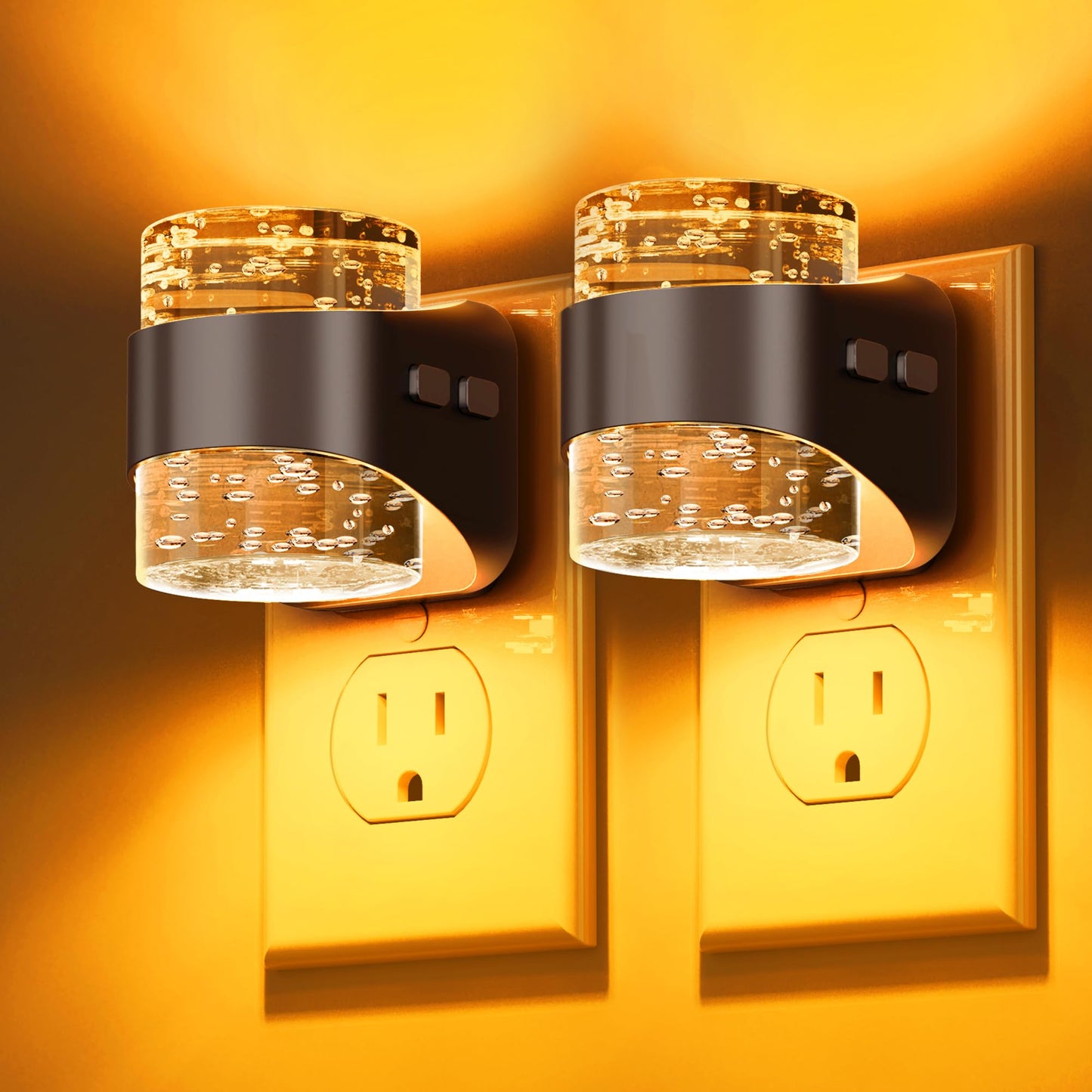 L LOHAS LED Night Light, Bubble Night Lights Plug into Wall,2 Pack 3000K/4000k/5000K Adjustable Color Temperature Night Light,Dimmable Nightlights with Dusk to Dawn Sensor for Rooms Bathroom Hallway