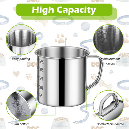 Ashmacdo Dog Food Scoop 1 Cup,304 Stainless Steel Measuring Cups with Handle Pet Food Scoop Cup Measuring Scoop for Dogs, Cats, Birds & Rabbits – Ideal for Dry Food & Treats