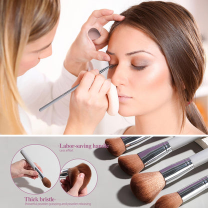 BS-MALL Makeup Brushes Premium Synthetic Foundation Powder Concealers Eye Shadows 18 Pcs Brush Set with 5 sponge & Holder Sponge Case (A-Pink)