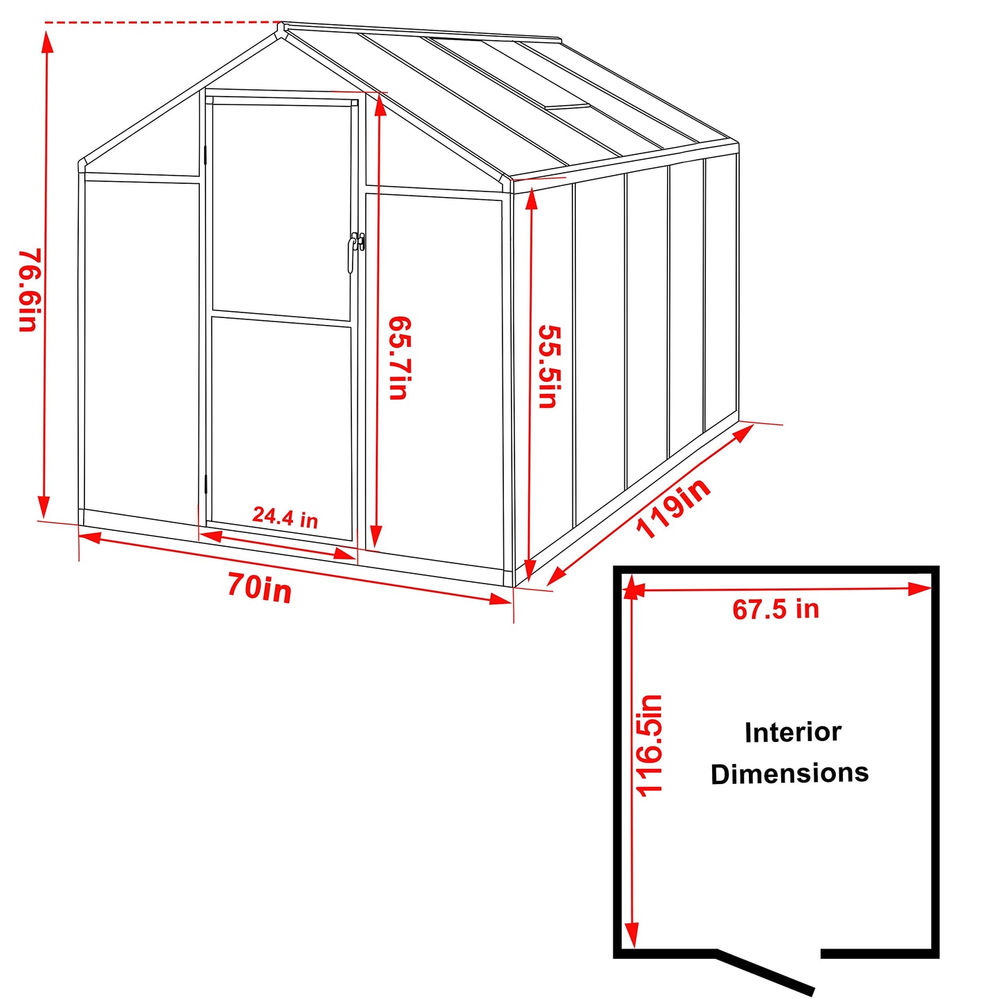 Yardenaler 6' x10' Polycarbonate Aluminum Greenhouse Kit for Outdoor, Walk-in Greenhouse with Lockable Door and Adjustable Roof Vent, Backyard Garden in Winter, Gray