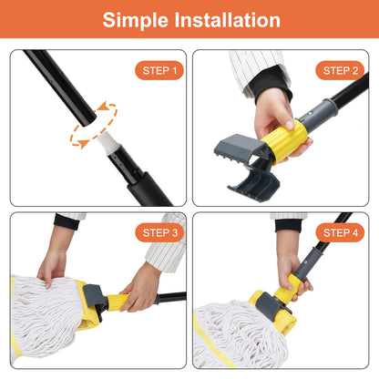 KeFanta Commercial Mop Heavy Duty Industrial Mop with Long Handle,60" Looped-End String Wet Cotton Mops for Floor Cleaning,Home,Kitchen,Office,Garage and Concrete/Tile Floor