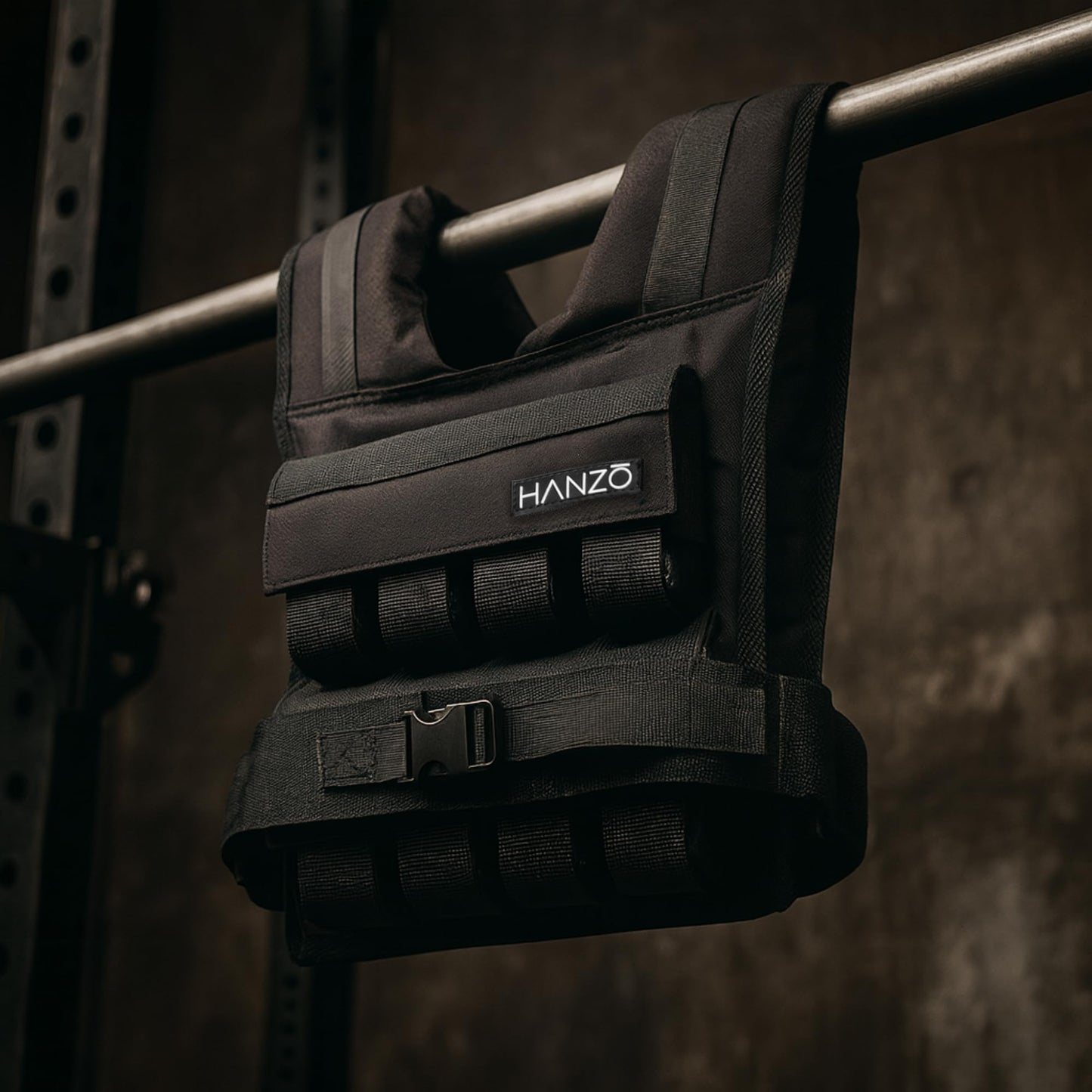 HANZO Weighted Vest for Men - Rucking & Strength Training Vest 25lbs–65lbs, Weight Vest With Removable Iron Weights, Adjustable Heavy Duty Weighted Workout Vest for Calisthenics & Fitness Training, Rucking Vest