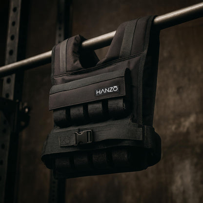 HANZO Weighted Vest for Men - Rucking & Strength Training Vest 25lbs–65lbs, Weight Vest With Removable Iron Weights, Adjustable Heavy Duty Weighted Workout Vest for Calisthenics & Fitness Training, Rucking Vest