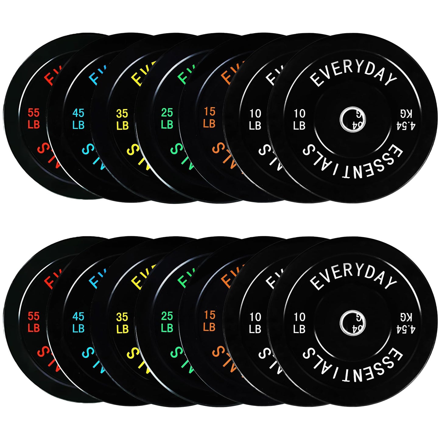 Fitvids Olympic Bumper Plates Set – 2" Weight Plates for Strength Training & Weightlifting – Set: 390 lbs – Black