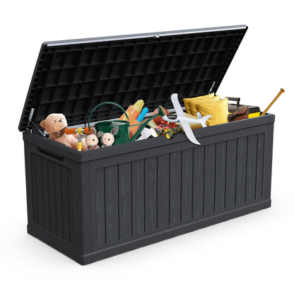 BLUECC Outdoor Deck Box Waterproof, Extra Large Plastic Patio Storage Cabinet with Lockable Black 68"*32"*34"