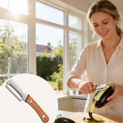 Vegetable Wooden Peeler for Kitchen Tool,Premium 2-in-1 Multifunctional Fruit & Vegetable Peeler with Built-in Bottle Opener, Ideal for All Fruits and Vegetables Needing Peeling
