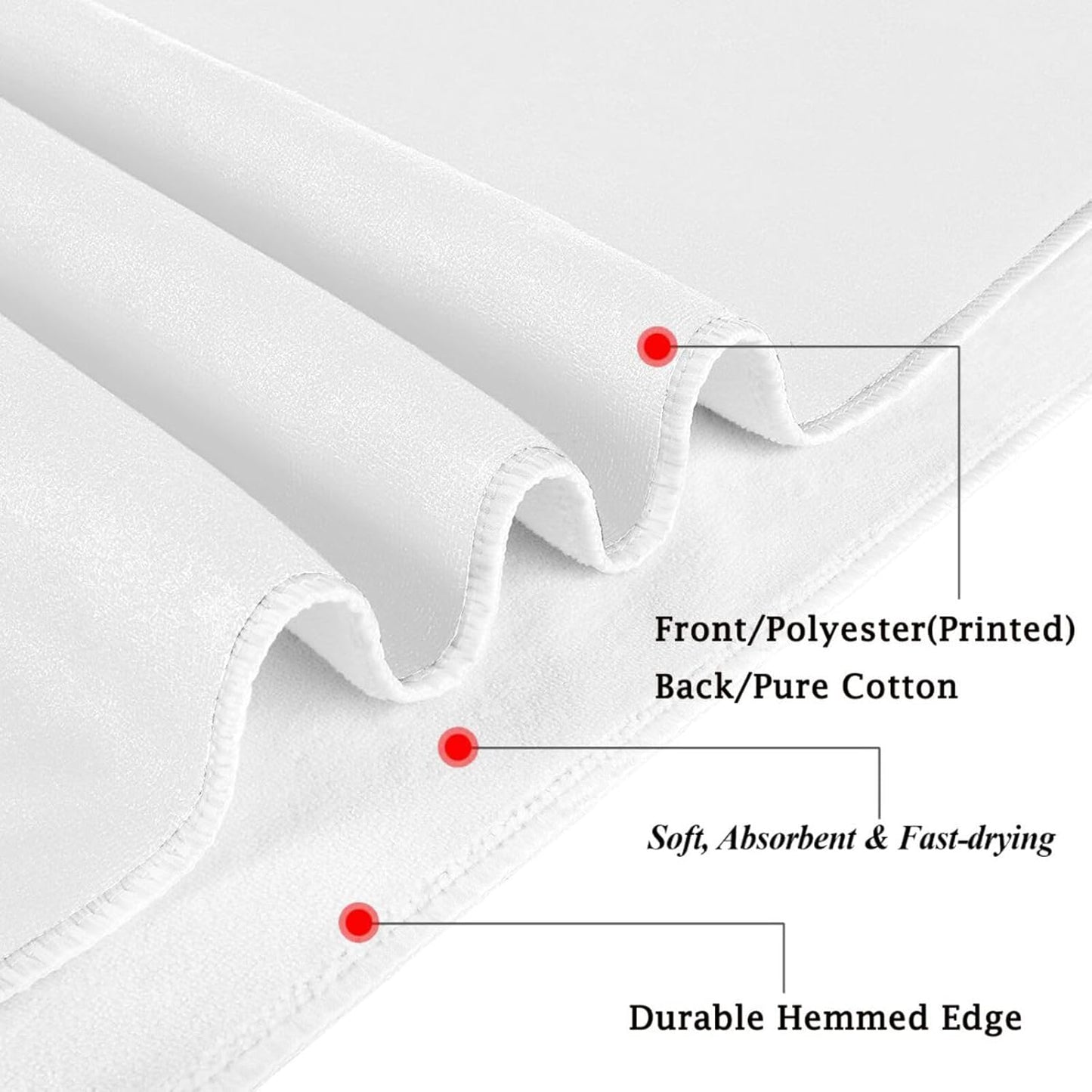Naanle Small Dogs Front and Back Border Set, Soft Guest Hand Towels for Bathroom, Hotel, Gym, Spa (White, 16" x 30")