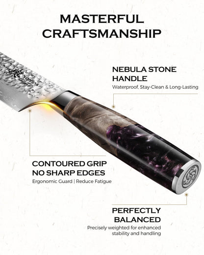 Japanese Chef Knife, 67-Layer Damascus Steel 8 Inch Kitchen Knife with AUS-10 Core, Professional Hand Forged Gyuto Knife with Gift Box, Ergonomic Handle, Ideal Valentine's Day Gifts for Men Women