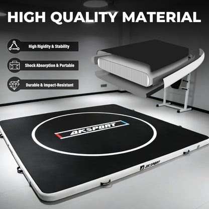 AKSPORT Inflatable Wrestling Mat 10x10 FT, Wrestling Mat for Home, Thick Jiu Jitsu Training Mat for BJJ, MMA, Boxing, Grappling, Judo, Indoor Outdoor Gym Mat