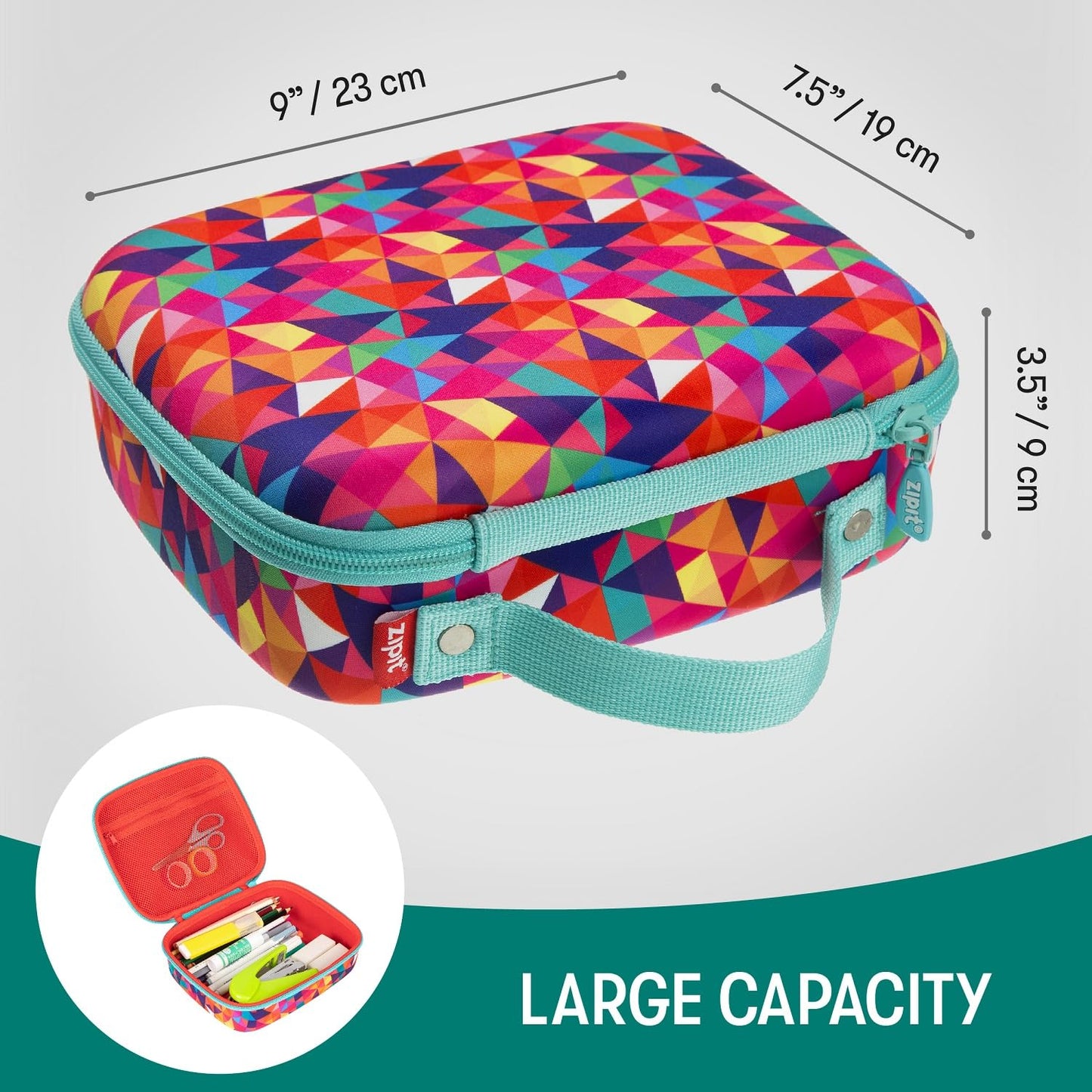 ZIPIT Jumbo Pencil Case for Girls, Cute Pencil Box for School, Large Capacity Stationery Organizer Box ,Colorful