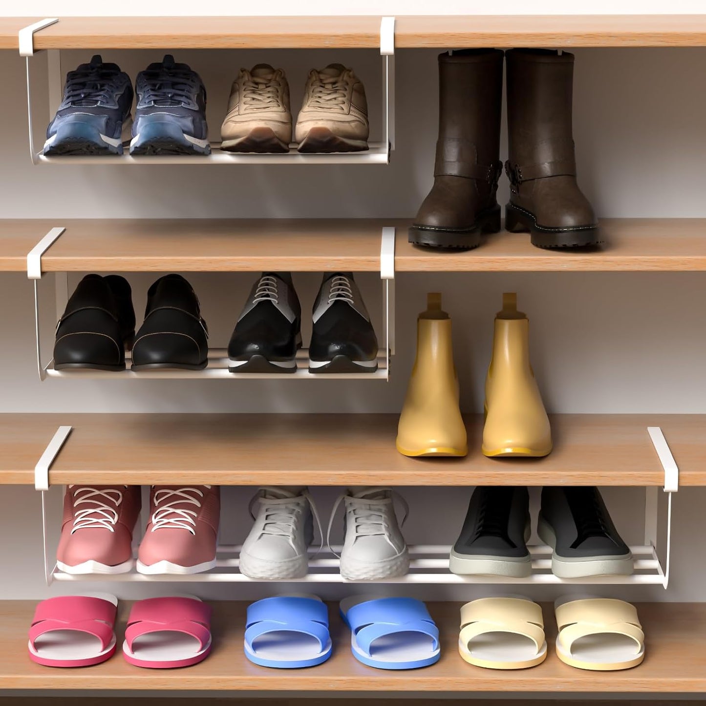 1 Closet 16.5-31.5 Inch CroBlissful Pcs Expandable Shoe Rack Organizer for Adjustable Retractable Hanging Cabinet Shoe