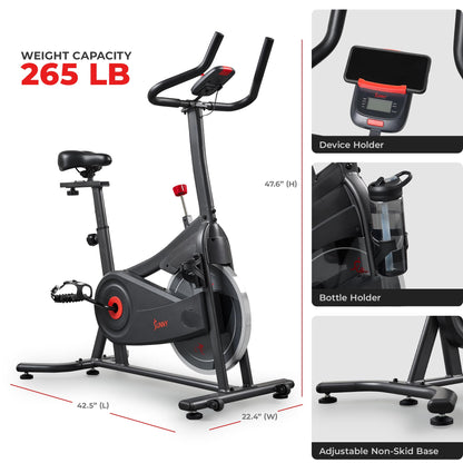 Sunny Health & Fitness ACTIVE Smart Cycling Exercise Bike, Magnetic Resistance Plus 4-Way Adjustable Cushion Seat, Home Stationary Training Equipment, Free SunnyFit App Bluetooth Link – SF-B124066