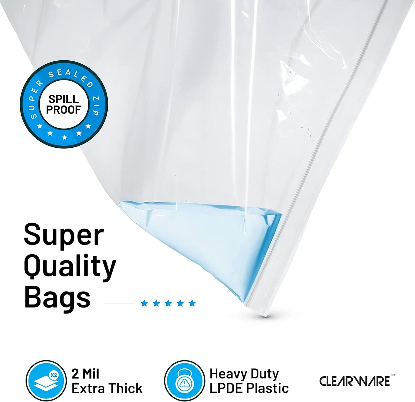 Storage Solutions | 12 Large Zipper Top Bags - 3 Gallon, 16" x 18", BPA-Free, Durable for Clothes & Travel