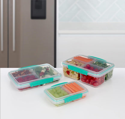 Sistema To Go Multi Split Meal & Food Container with Dividers & Clips, 820ml, BPA-Free, 1 Container, Color May Vary