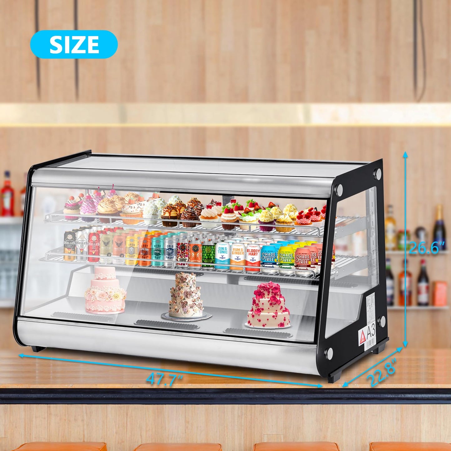 Garvee 8.1 Cu.Ft Commercial Countertop Refrigerator Display Case, Anti-Fog Pastry Dessert Fridge with Double-Layer Tempered Glass, 2 Adjustable Shelves & Digital Temp Control for Bakery, Cafe
