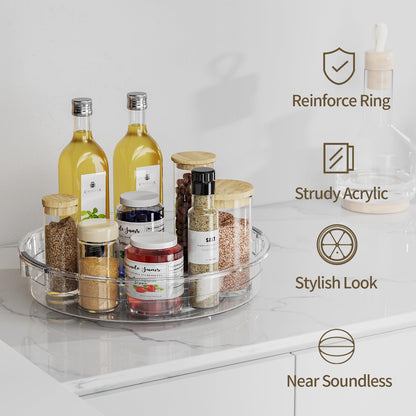 LAMU 3 Pack Lazy Susan Organizer Turntable for Cabinet, Pantry Organizers and Storage, Rotating Condiment Organizer for Kitchen, Table Top, Fridge, Countertop, Spice Organization, 9.25'' 10.6'' 12''